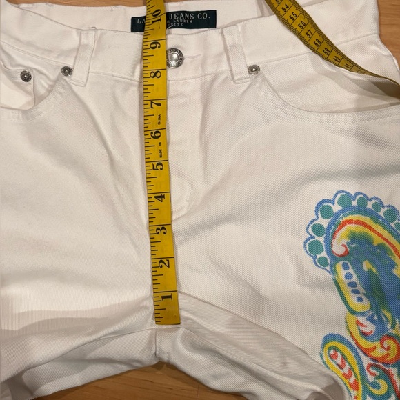 VTG Ralph Lauren White Flare Pants with Colorful Paisley Embroidery - Picture 7 of 9